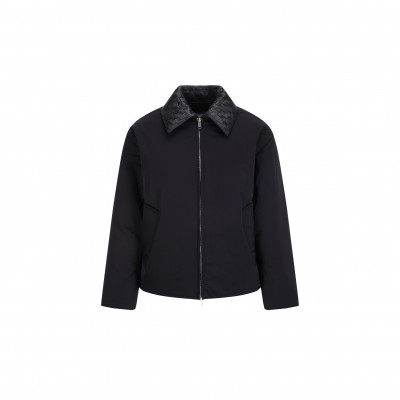 BOTTEGA VENETA INTRECCIATO LEATHER-TRIMMED MATTE-SHELL DOWN JACKET BLACK 